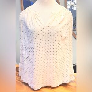 Talbots Cream and Gold Polka Dot Blouse